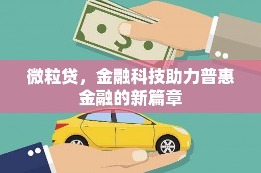 太麻里微粒贷，金融科技助力普惠金融的新篇章