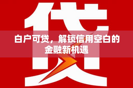 太麻里白户可贷，解锁信用空白的金融新机遇