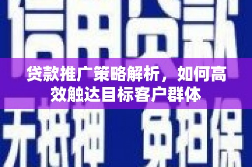 太麻里贷款推广策略解析，如何高效触达目标客户群体