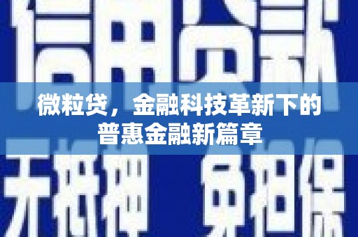 太麻里微粒贷，金融科技革新下的普惠金融新篇章