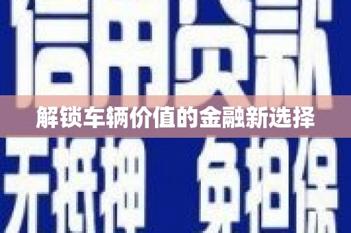太麻里解锁车辆价值的金融新选择