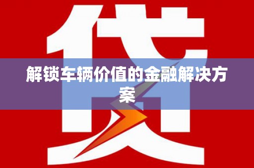 太麻里解锁车辆价值的金融解决方案